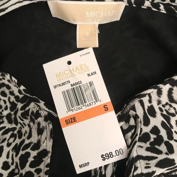 NWT MICHAEL Michael Kors Big Cat Cold Shoulder‎ Top - Picture 8 of 8